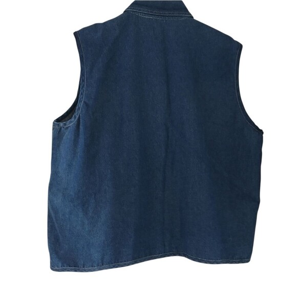 Vintage 90's Y2K Dress Barn Patchwork Fabric Denim Vest Embroidery Button Up 2X - Picture 3 of 8